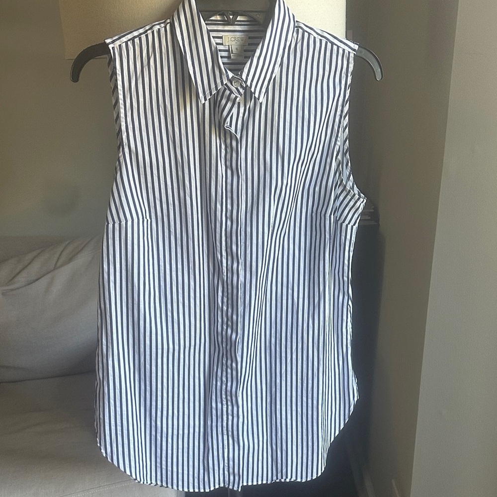 J. Crew Navy and White Striped Sleeveless Top